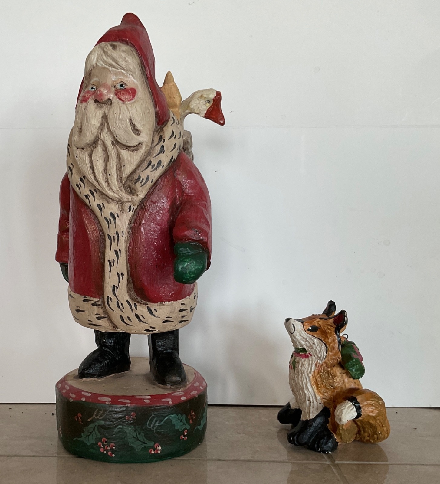Vintage 1988 House Of Hatten 11” Santa With Christmas Goose In Pack +Hungry Fox?