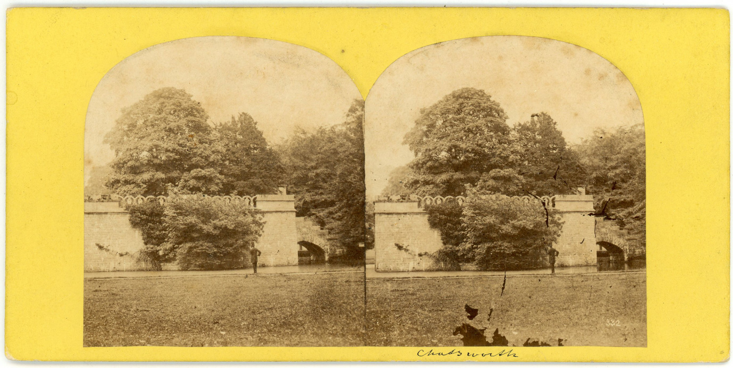 Stereo England, Derbyshire, Chatsworth House near Bakewell, park, circa 1870 Wine