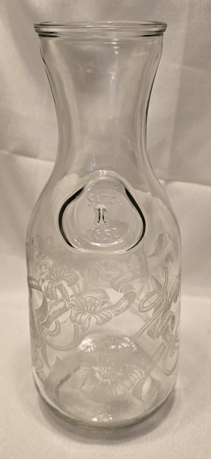 Paul Masson Clear Glass Bottle Wine Carafe Decanter Engraved Since 1852 Vintage 