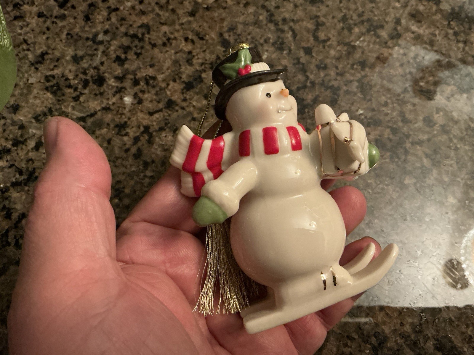 Lenox Very Merry Porcelain Christmas Ornament Snowman On Skis Skiing New