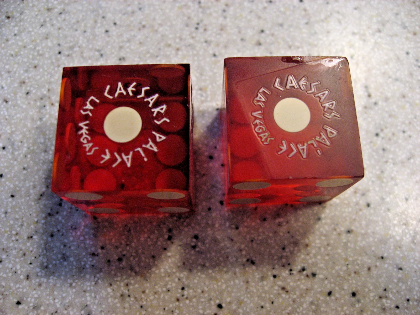 Vtg Caesars Palace Casino Las Vegas, Nevada Pair of Red Dice White Lettering