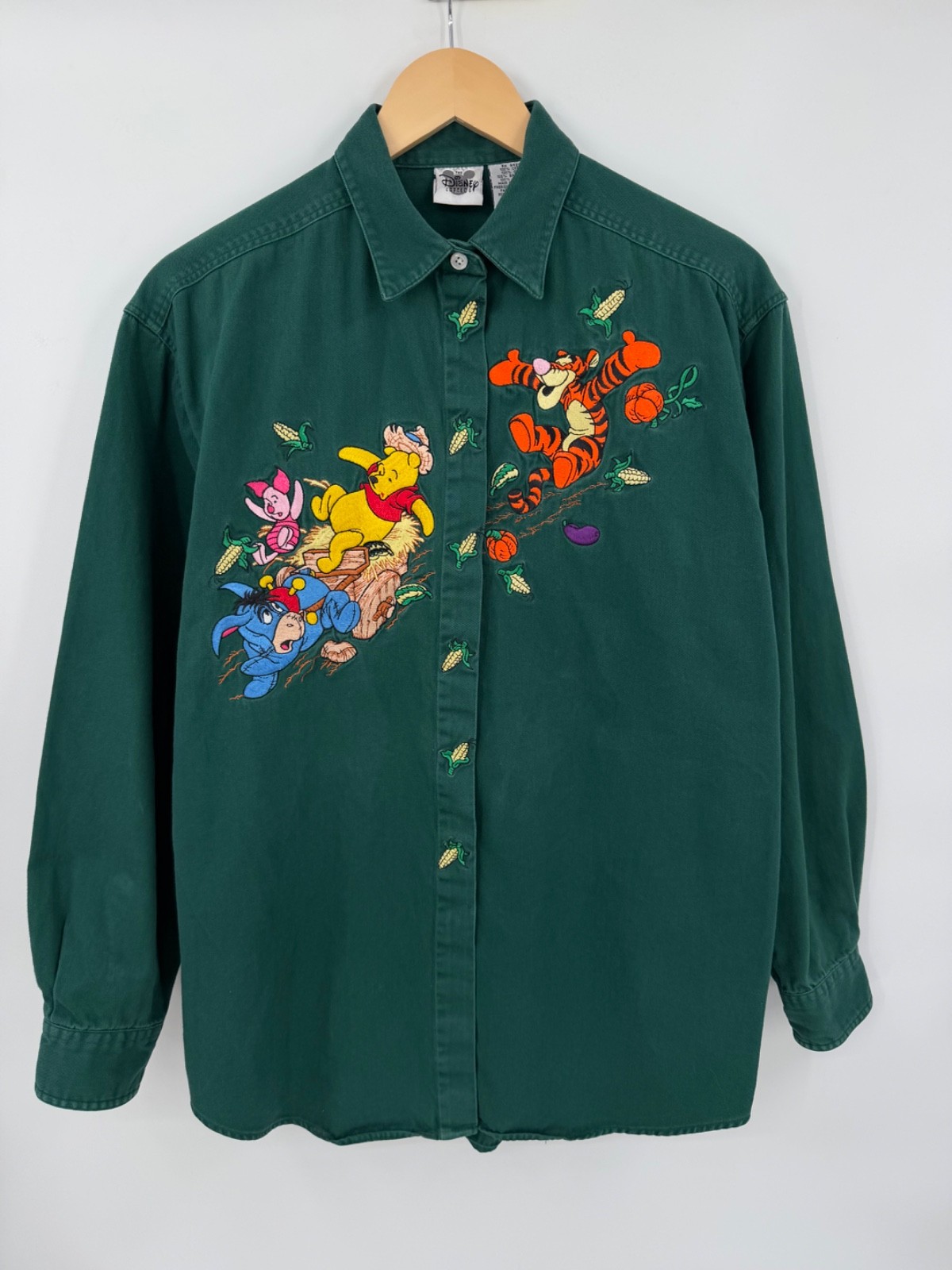 Vintage 90s Disney Catalog Winnie Pooh Embroidered Shirt Medium Fall Harvest