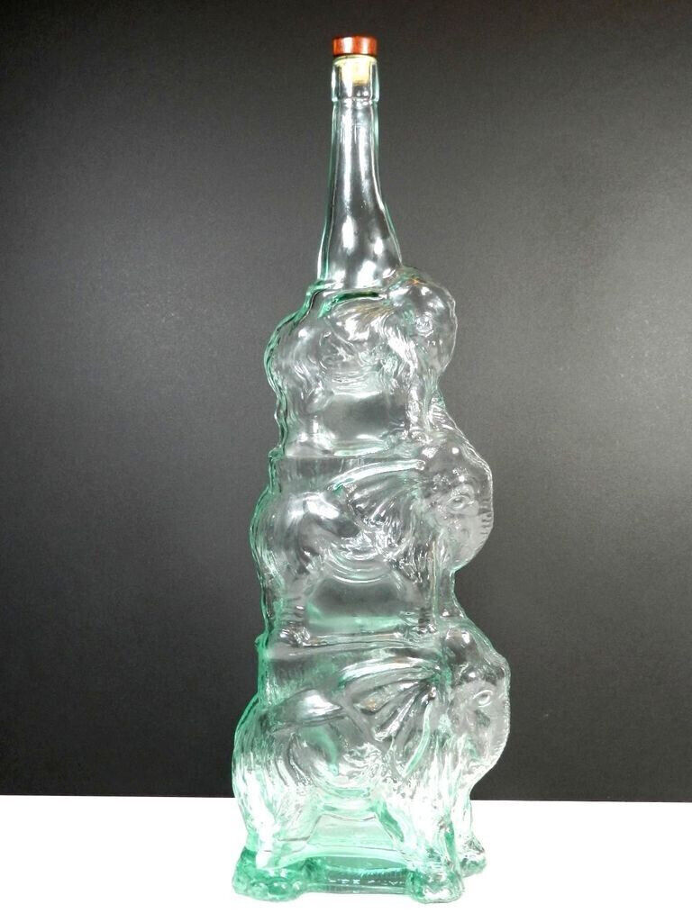 Vintage Green Glass Elephant Bottle Italy