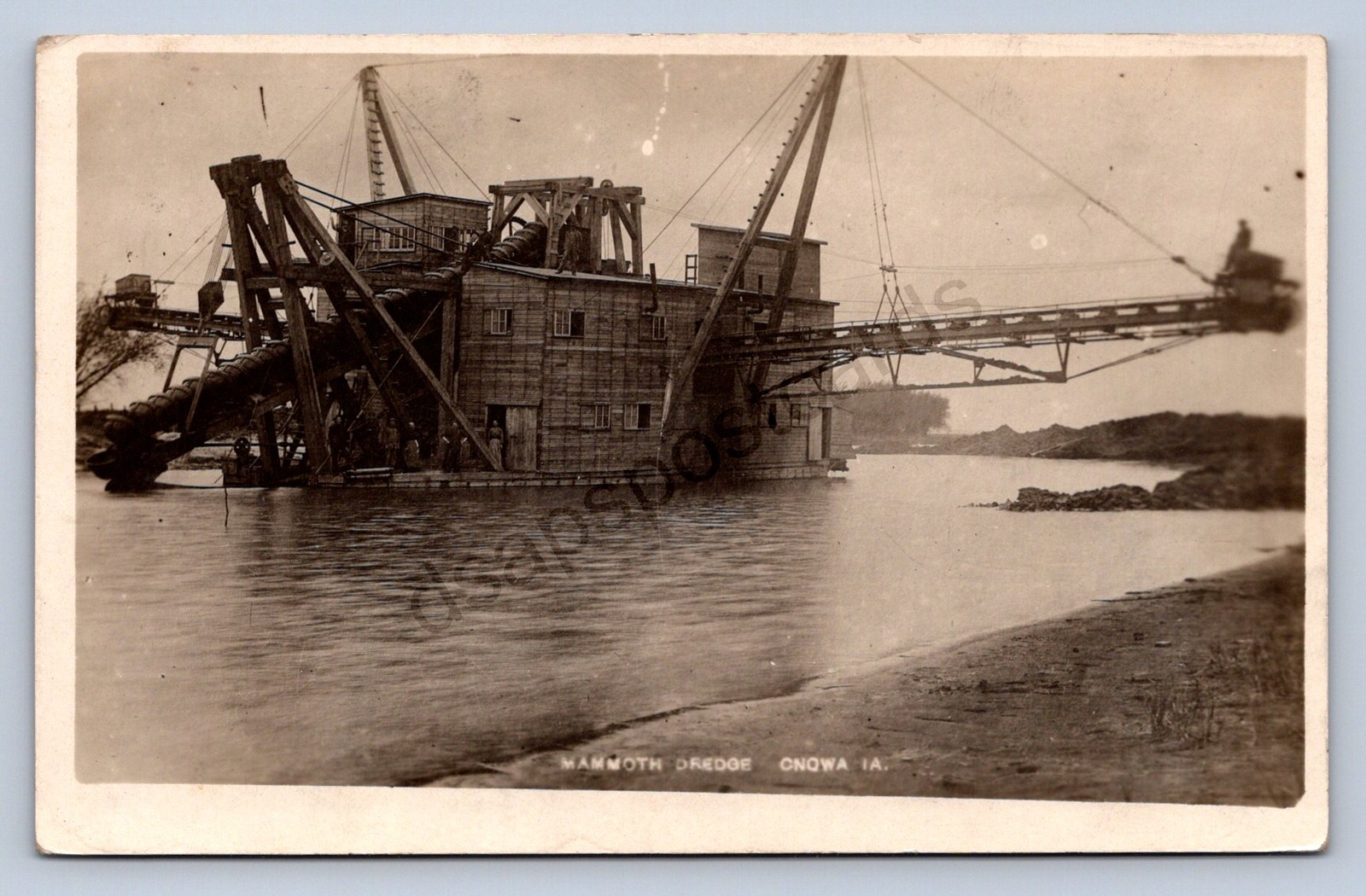 K1/ Onowa Iowa RPPC Postcard c1910 Mammoth River Dredge Machine  428