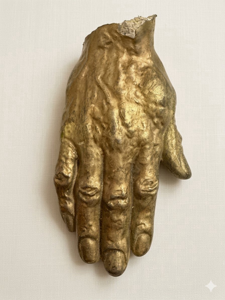 Gold Gilded Plaster Hand Sculpture Brutalist Style Wall Art 7” Gold Gilded Plaster Hand Sculpture Brutalist Style Wall Art 7”