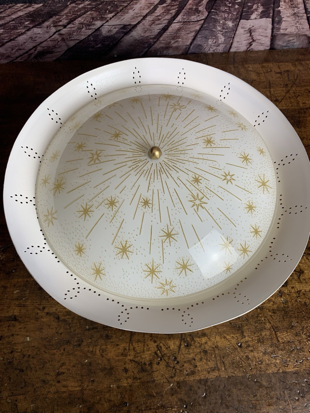 Vintage MCM Mid Century Retro Atomic Starburst Ceiling Light Fixture EUC
