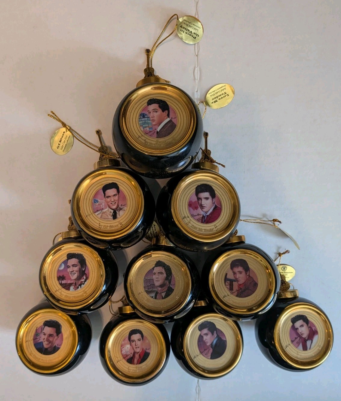 1998 1999 Elvis Presley Set Of 10 Bradford Exchange Christmas Ornaments