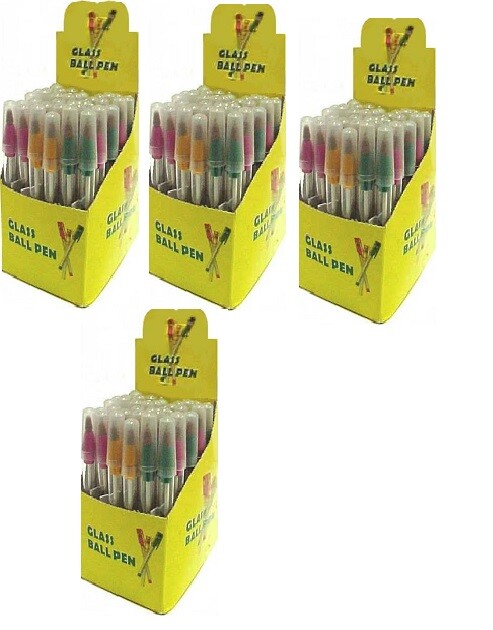4 Box Sketch Black Ballpen Clear round Glass Tube 36Pcs Each Box Total 144 Pcs.