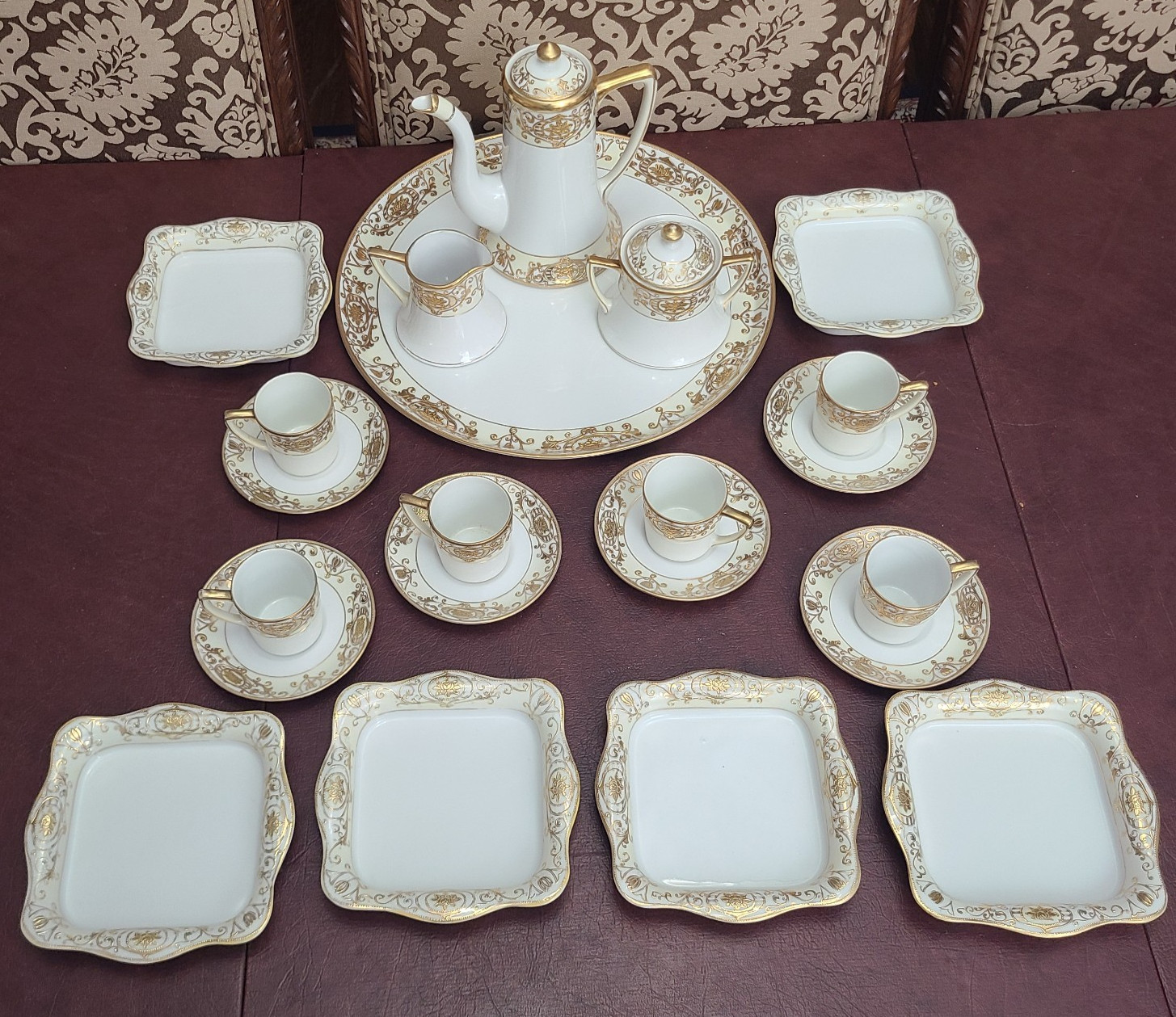 Noritake CHRISTMAS BALL Demitasse Coffee Set, Square Plates & Serv Pcs for 6