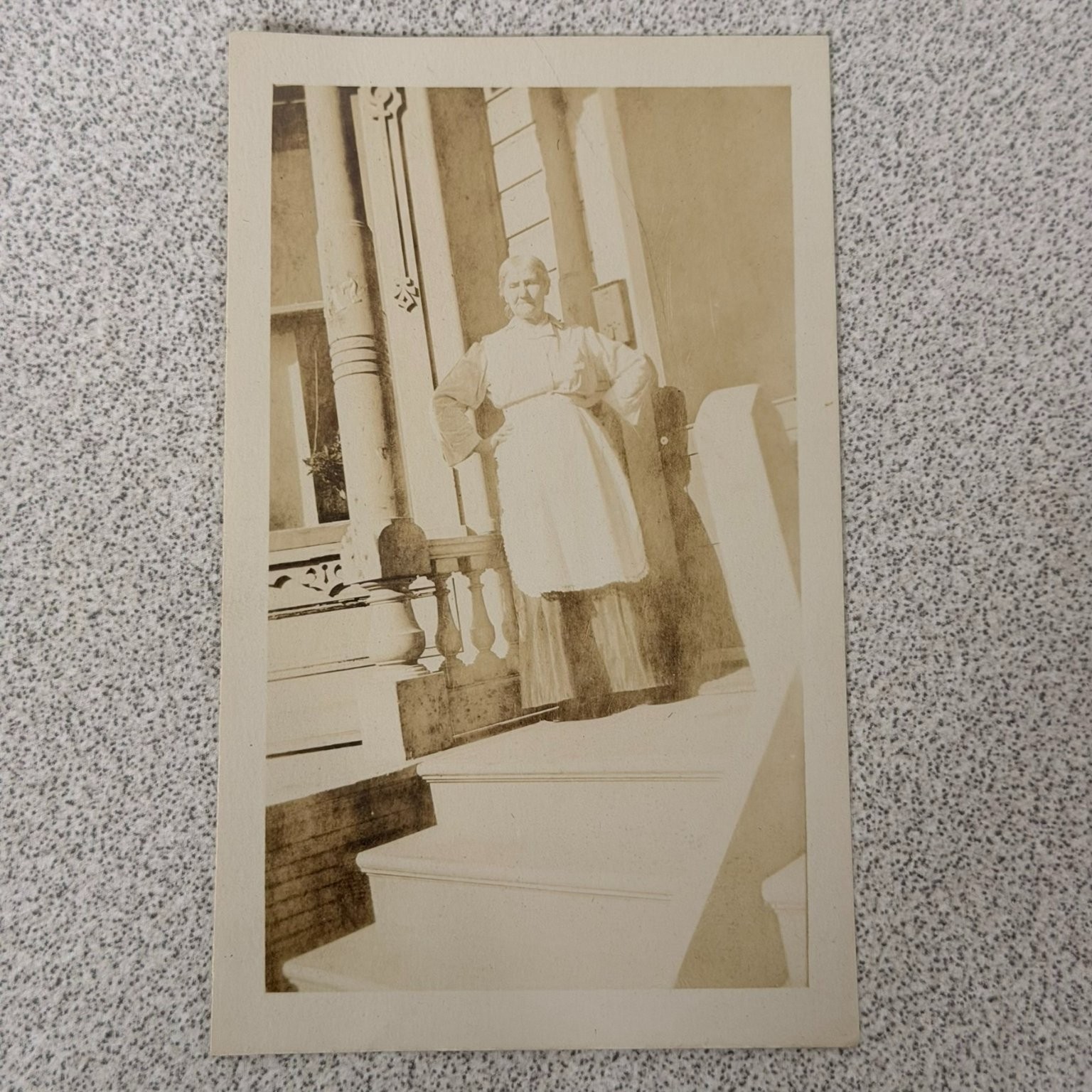 Woman Portrait Edwardian Era Snapshot Photograph Porch Steps Vernacular