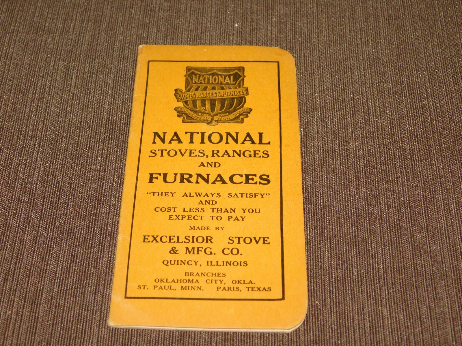 VINTAGE ADVERTISING NATIONAL STOVES RANGES and FURNACES QUINCY ILL BOOKLET