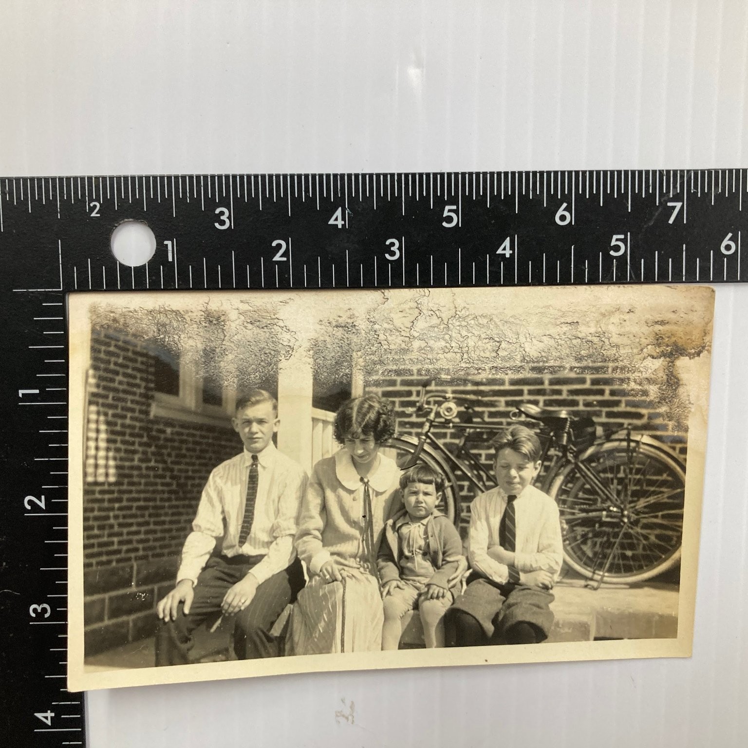 Family Group Portrait 1920s-30s Snapshot Photograph Bicycle Americana