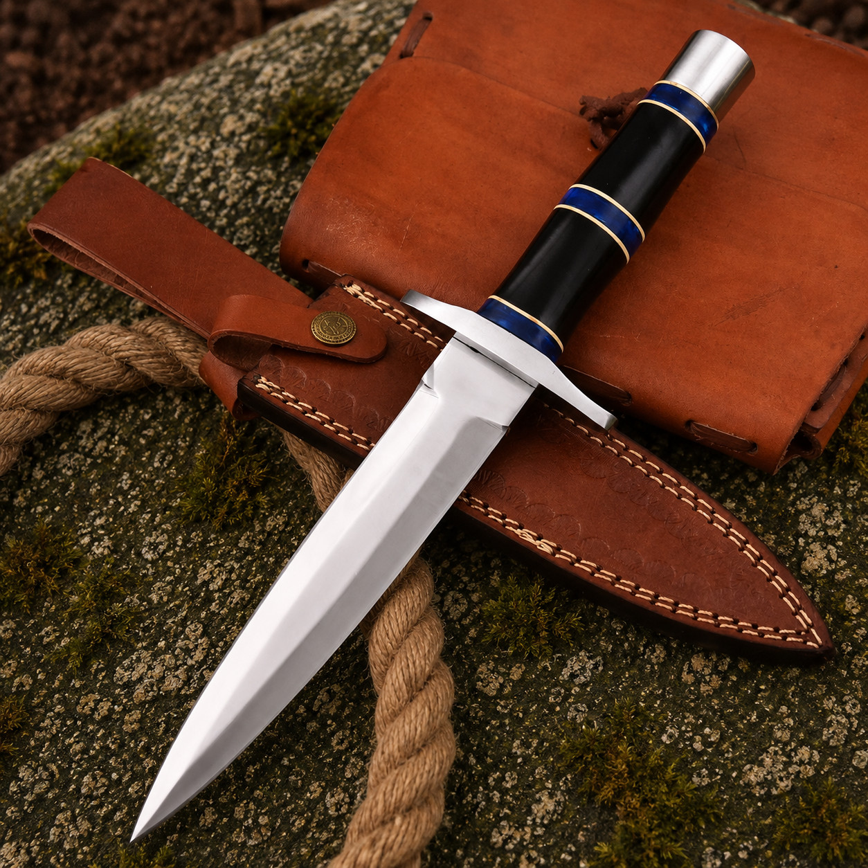 Arkansas Toothpick Dagger Handmade D2 Dagger Hunting  knife &Leather Sheath 2408