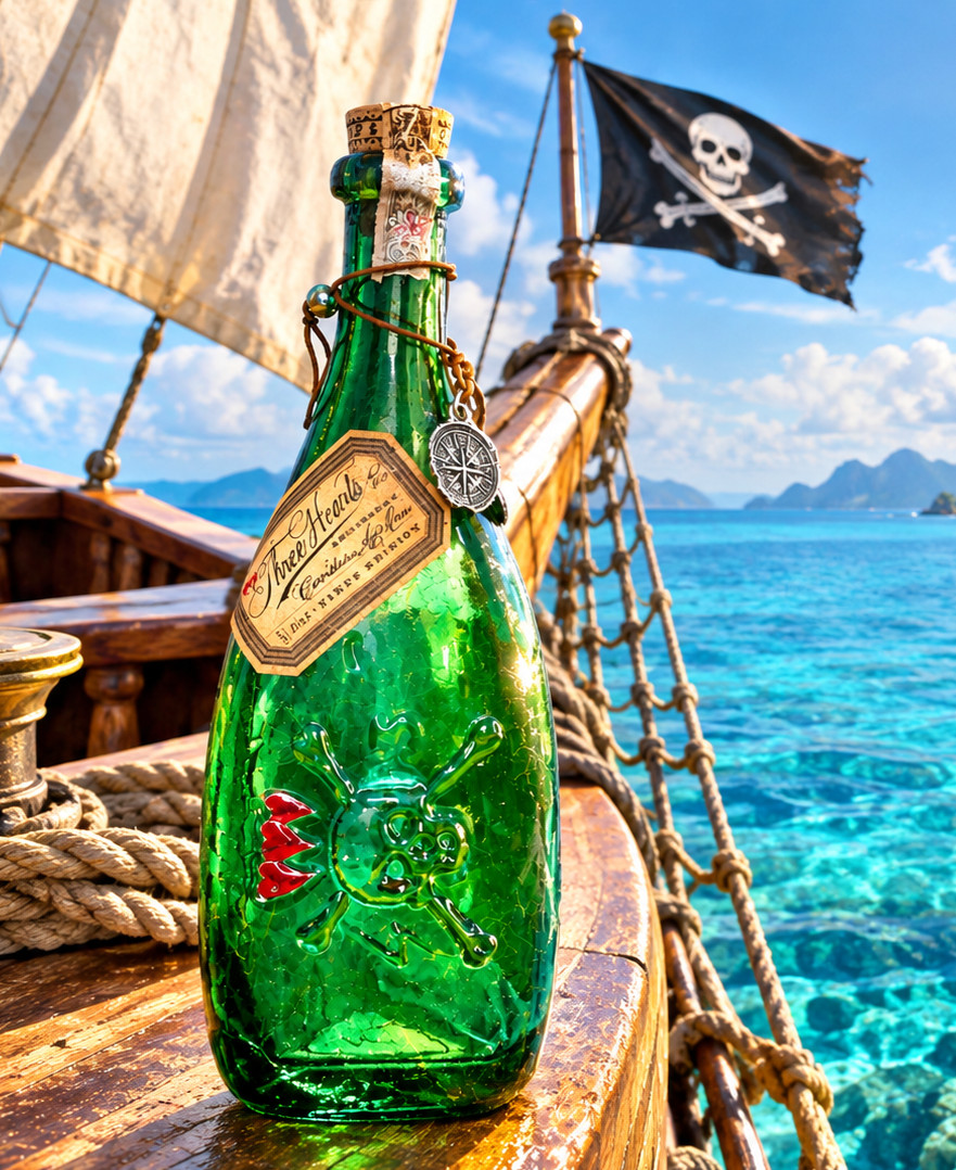 Captain Jack Sparrow 3 Hearts Rum Bottle (Empty) by Johnny Depp  1st Edition Run