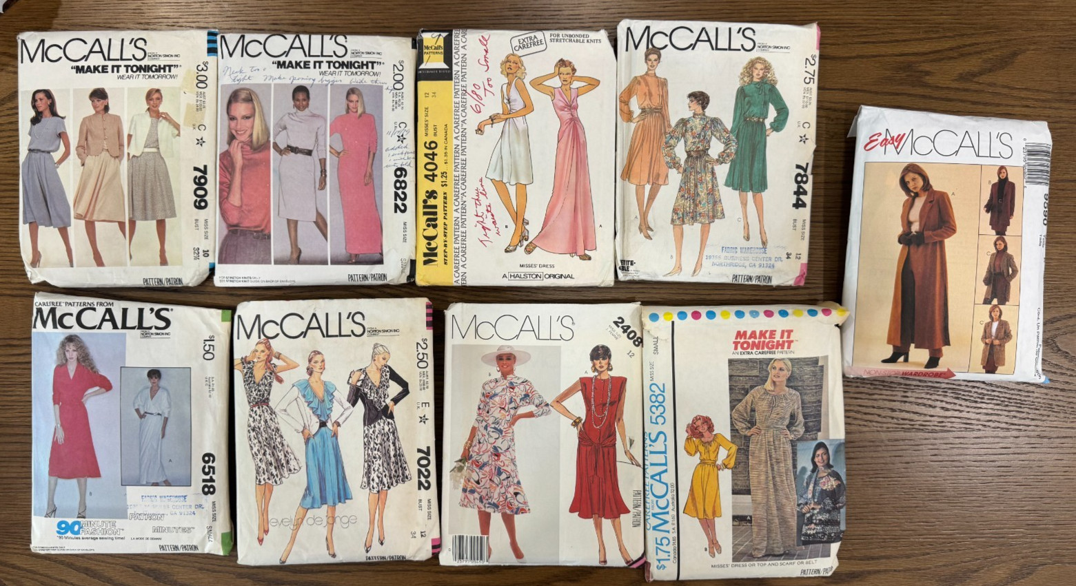 Lot of 9 Vintage 1970s 1980s McCall's Sewing Patterns Cut Complete All Pieces Pr