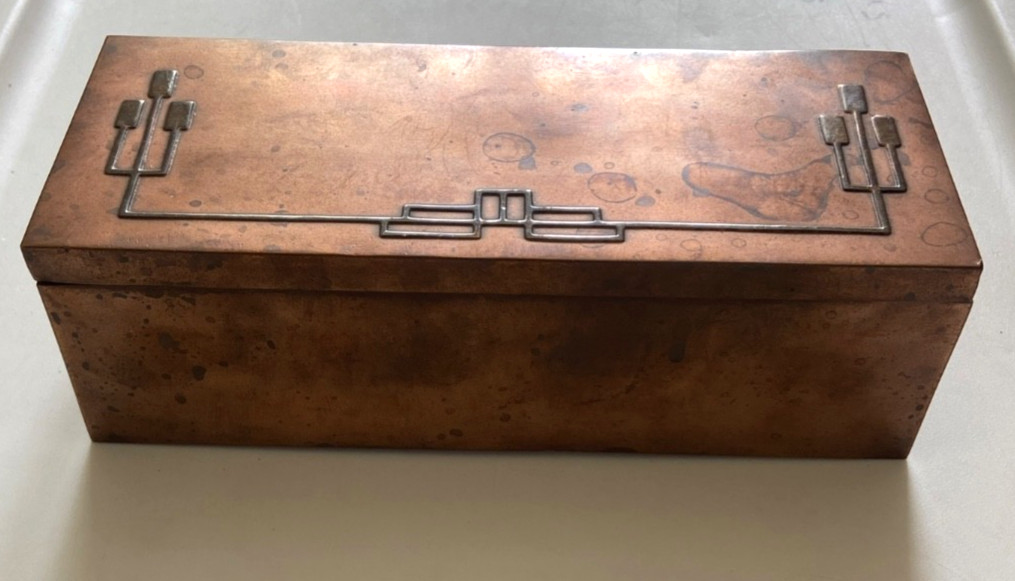 Heintz Humidor Box Sterling Silver Bronze Mission Arts & Crafts Antique, NY 1912