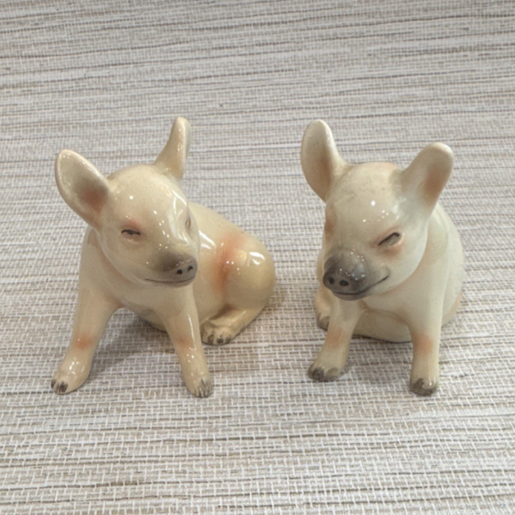 Porcelain Pig Figurine Pair Collectible Animal Porcelain Pig Figurines