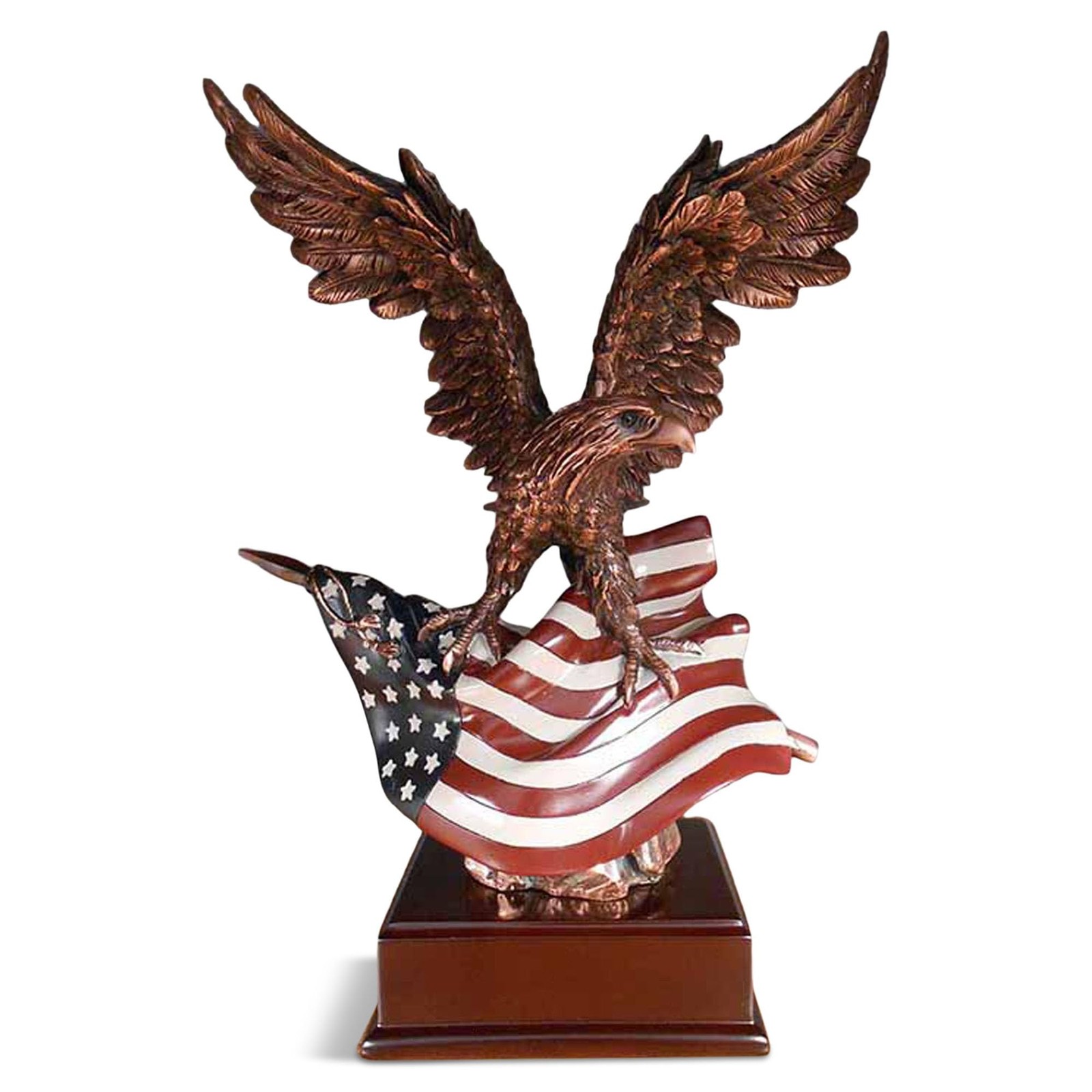 Treasure of Nature Eagle with American Flag Statue (L) - Sculpture, Bronze