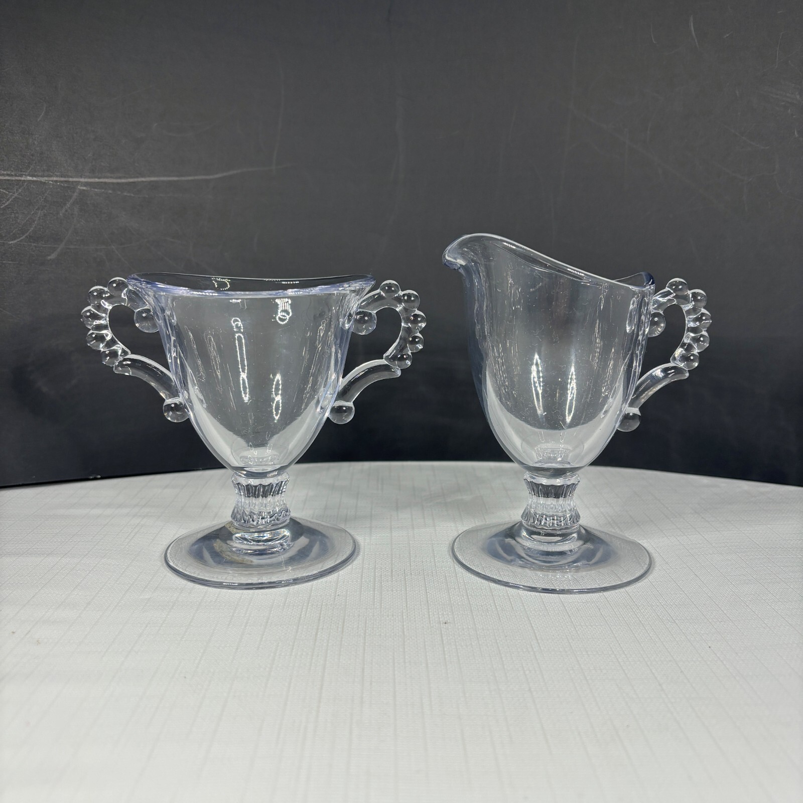 Imperial Glass Candlewick Pedestal Cream Sugar 1930s Depression Glass Vintage Imperial Glass Candlewick Pedestal Cream Sugar 1930s Depression Glass Vintage