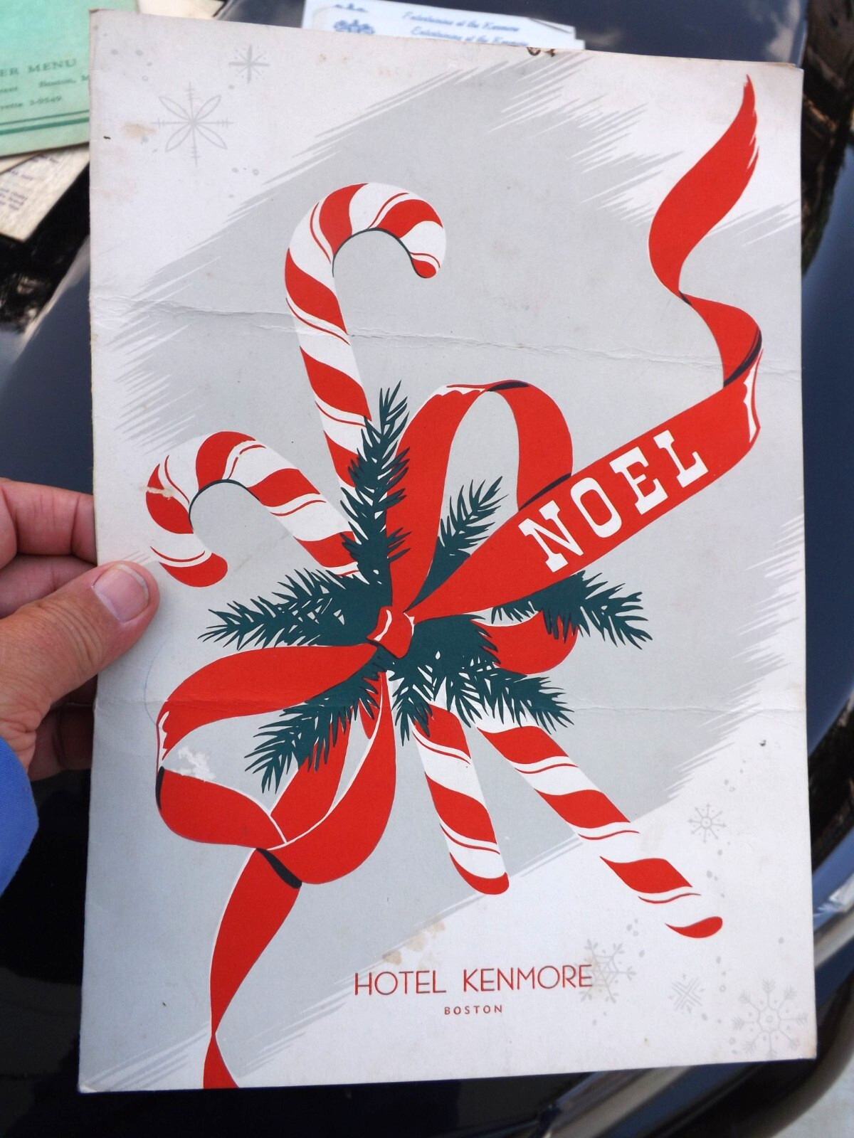 VINTAGE 1959 CHRISTMAS HOTEL KENMORE MENU BOSTON MASSACHUSETTS + 2 PAPER MENUS