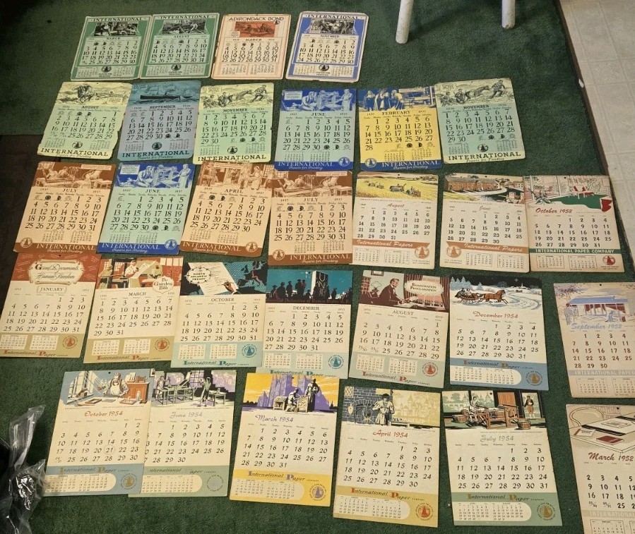 Master Archive 30pc VTG 1930s-1950s International Paper Co Calendar Printing...