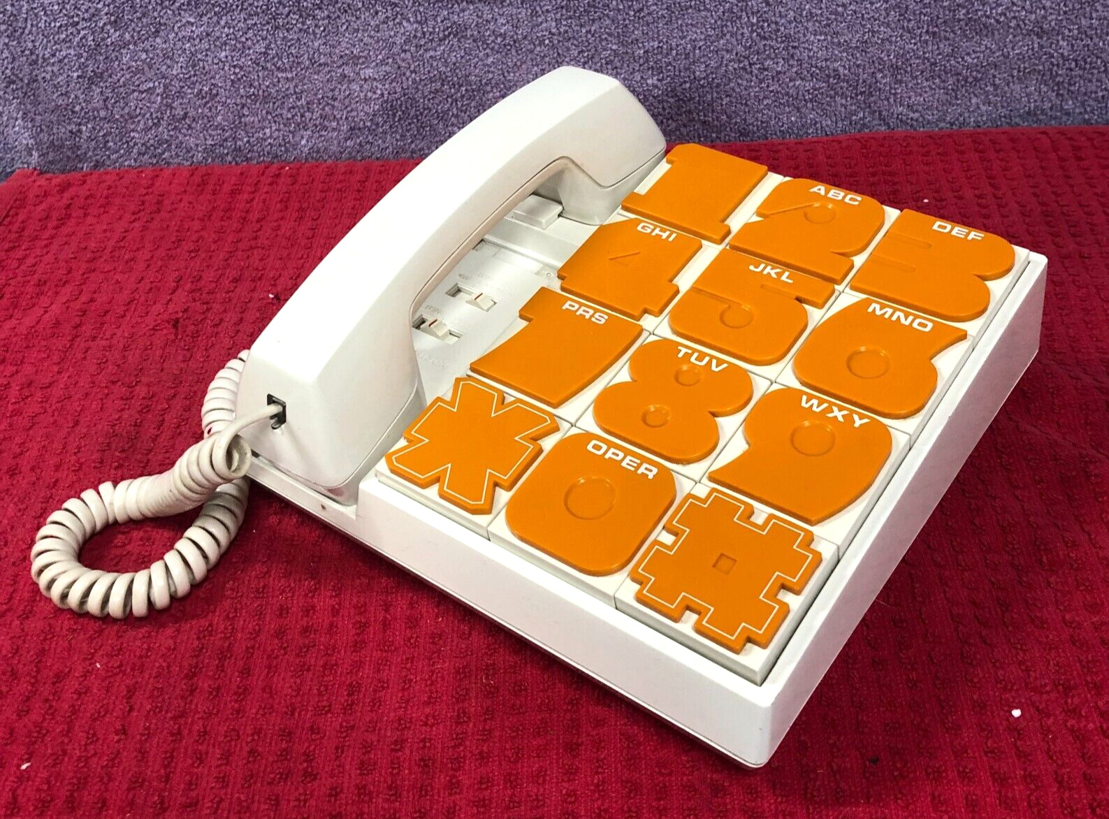 Vintage Big Button Orange Phone - Rare 80s Fashion Telephone