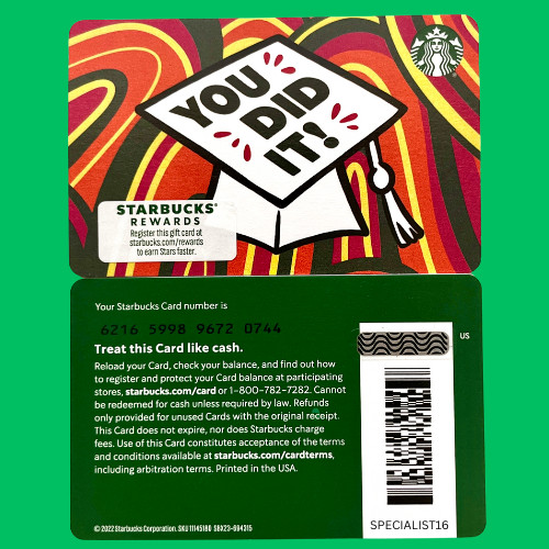 2023 STARBUCKS YOU DID IT Graduation Commencement Gift Card New #6216
