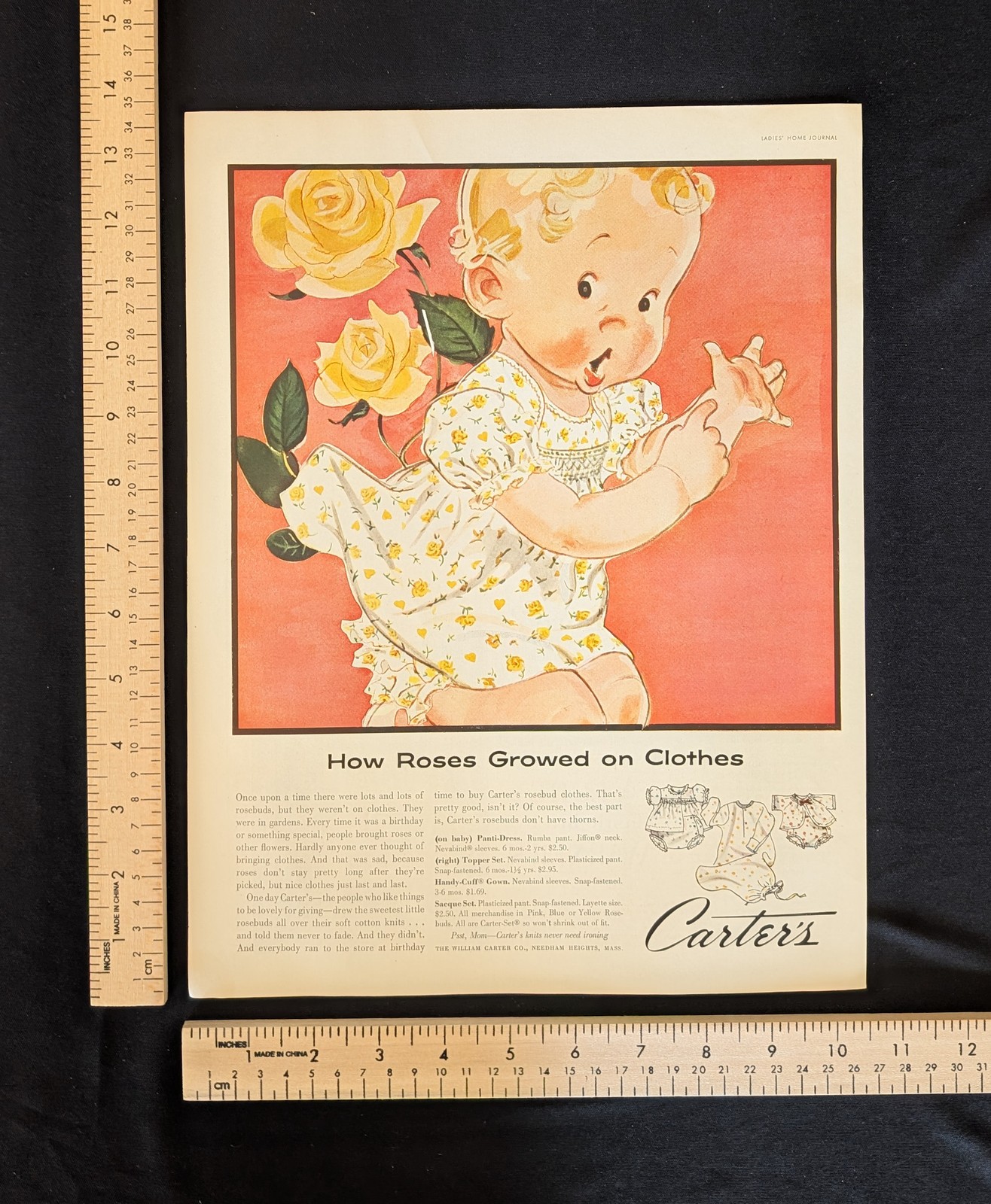 Vintage 1955 Carter\'s Children\'s Clothing Color Print Ad Full Page 1950s Fashion
