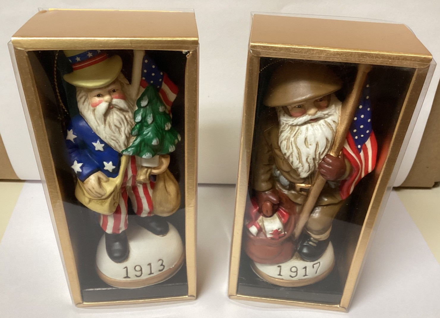 VTG Memories of Santa Rare Lot of 2 -1917 WWI Doughboy 1913 U.S. Santa W/box