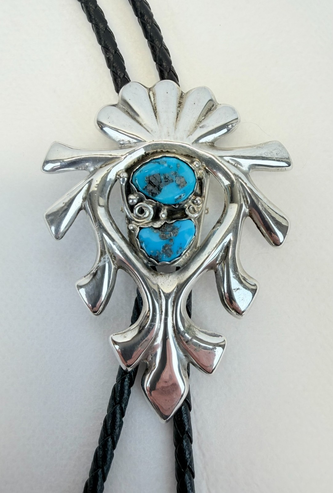 Arthur J Williams AJW Navajo Sterling Silver Turquoise Bolo Tie 43g