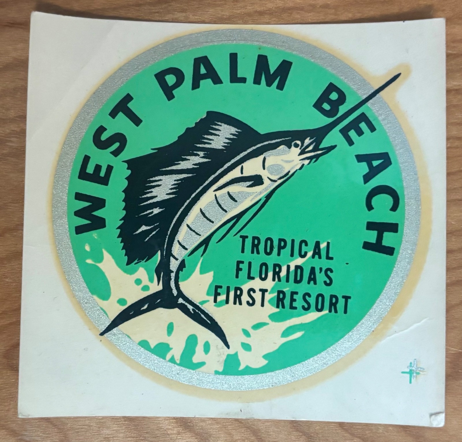 Vintage 1950s West Palm Beach Florida Souvenir Sailfish Fishing Decal