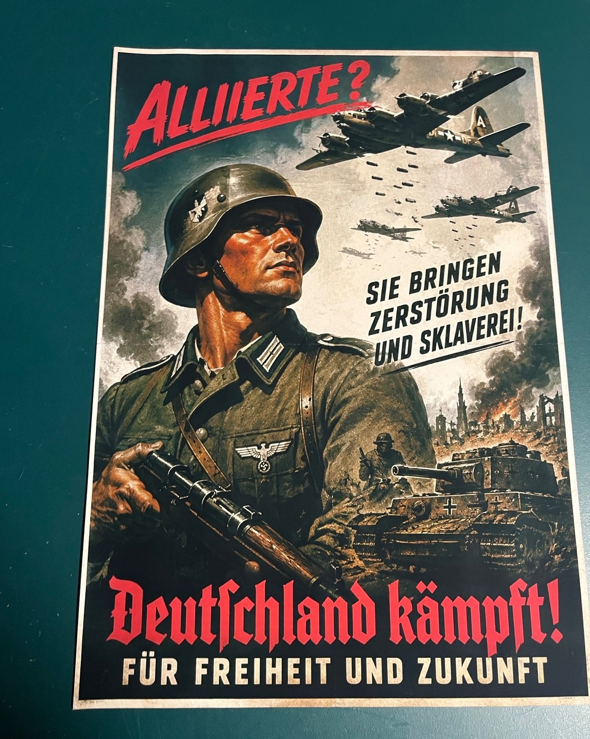 WWII German Propaganda Poster Reproduction Vintage War Art 13x19 Print