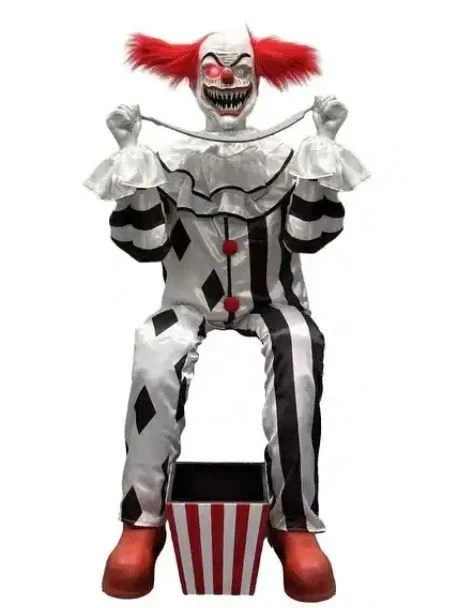 Haunted Hill Farm 4.1ft Scareclown Saw Candy Animatronic Halloween Scary Prop