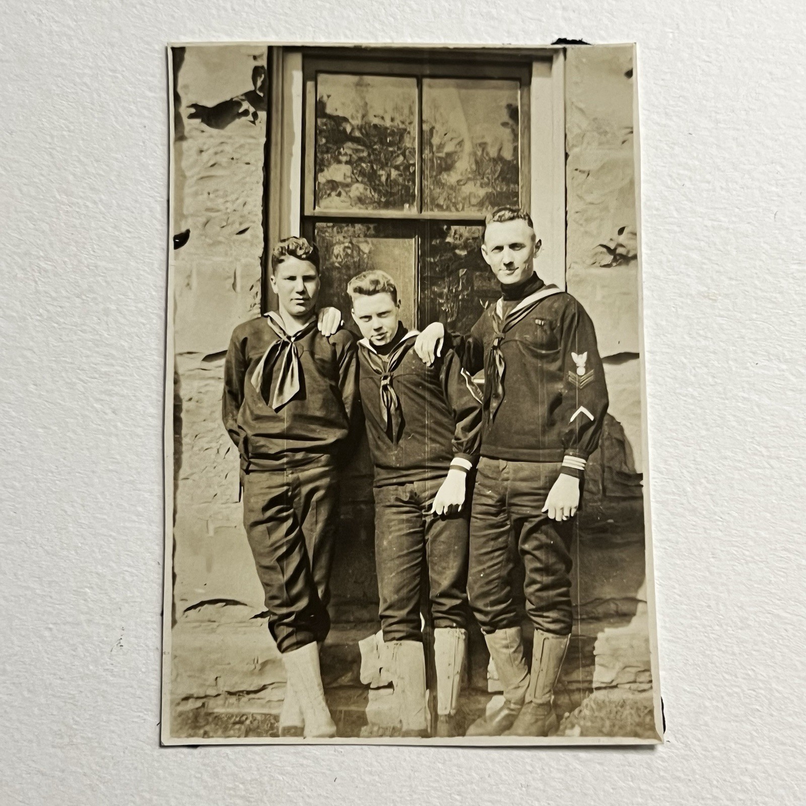 Antique Sepia Snapshot Photograph Handsome Young Navy Sailor Men Birmingham AL