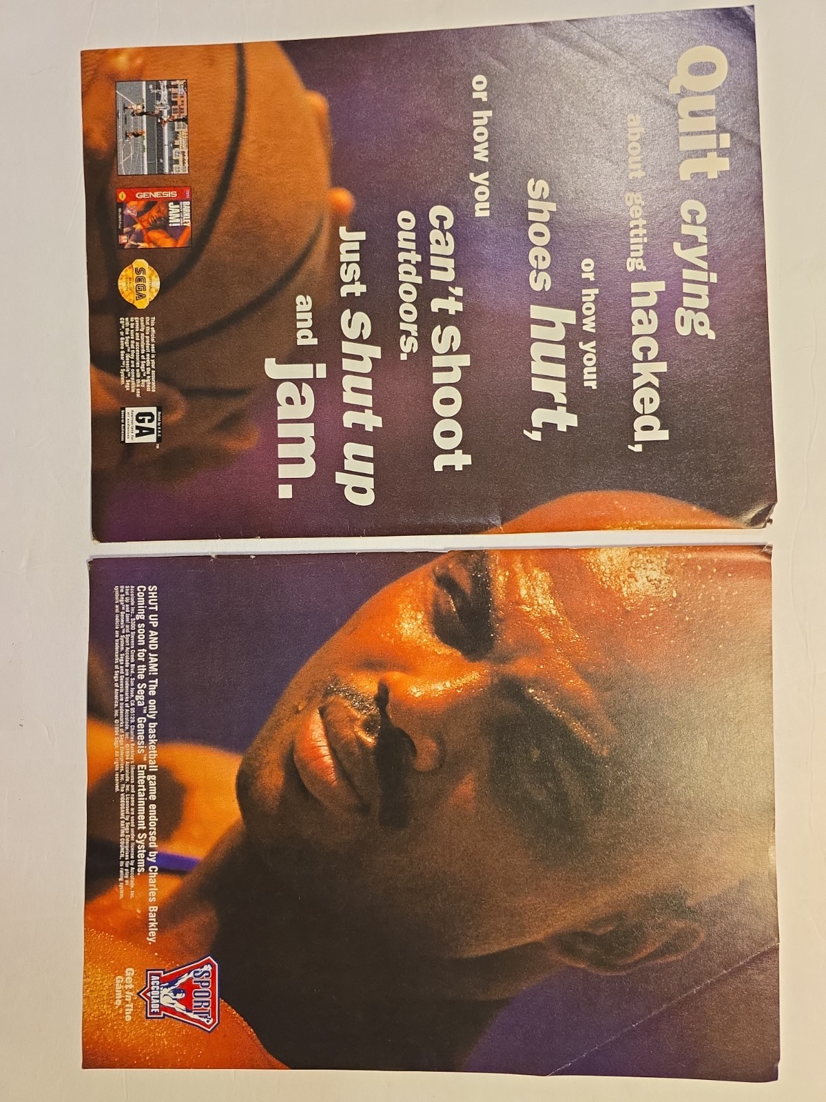 ​RARE Vintage 90s Basketball Video Game Magazine Ad Lot NBA Live Barkley NCAA