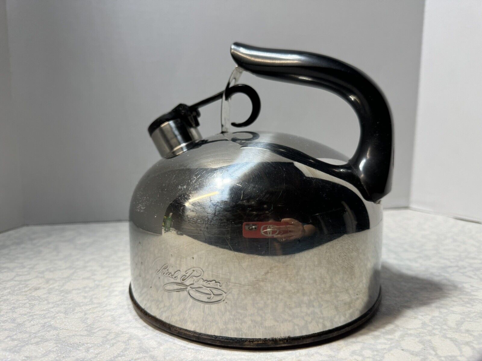 Paul Revere Ware Tea Pot Kettle Small 2qt Copper Bottom Whistling Stainless 88-C