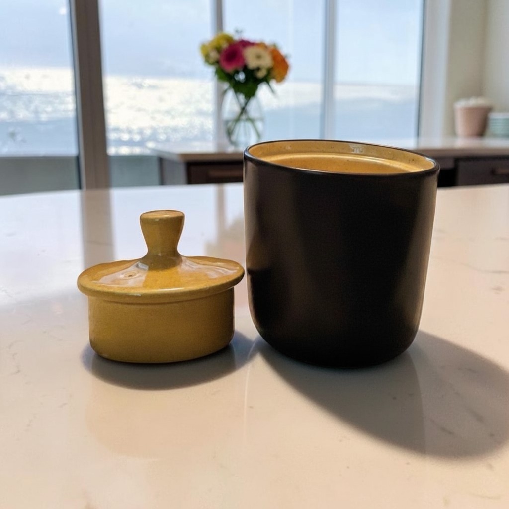 Vintage Mikasa Saffron Sugar Bowl with Lid Terra Stone E1357 Yellow Brown MINT Vintage Mikasa Saffron Sugar Bowl with Lid Terra Stone E1357 Yellow Brown MINT