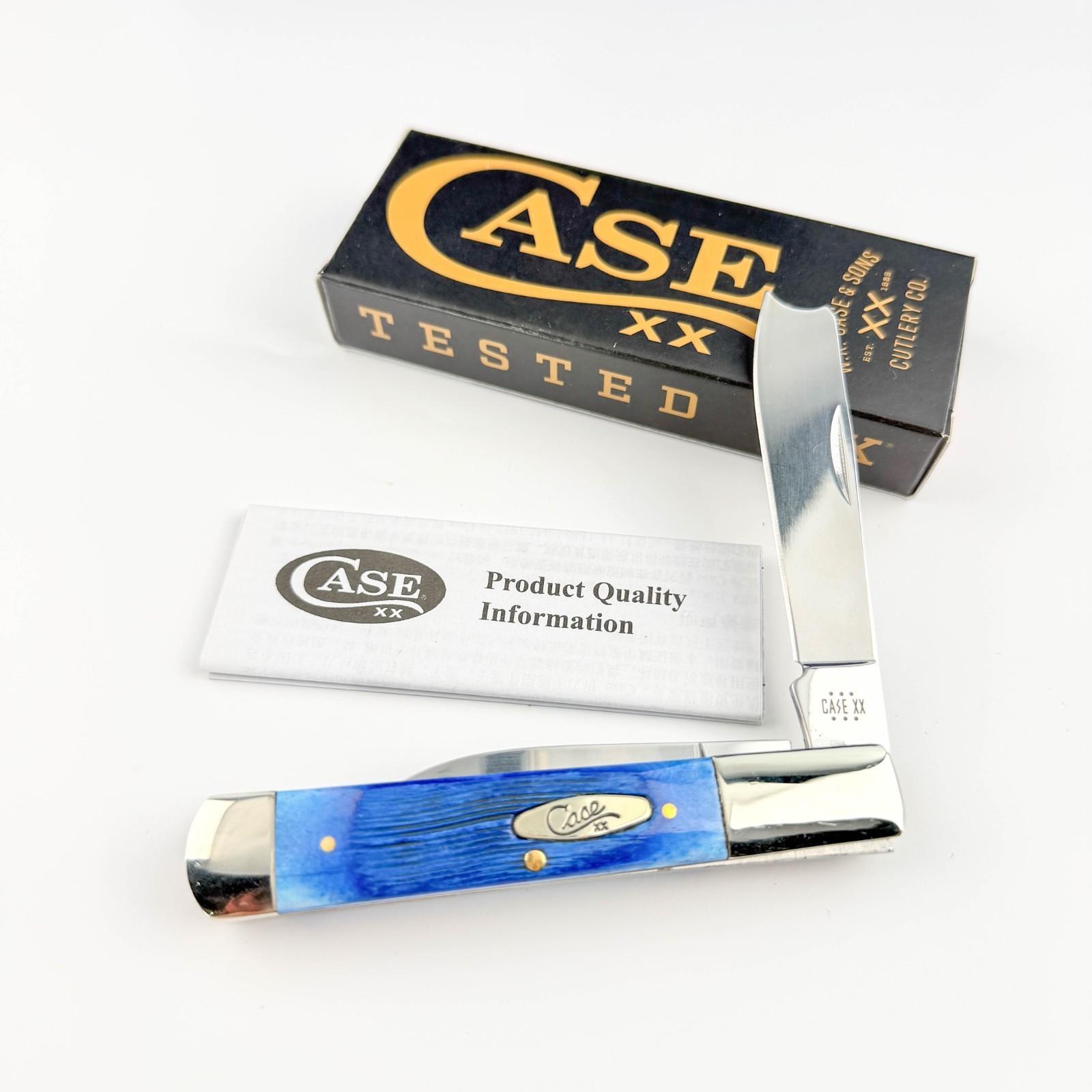 Case XX Razor 25583 Jigged Caribbean Blue Bone Handles Stainless Pocket Knife Case XX Razor 25583 Jigged Caribbean Blue Bone Handles Stainless Pocket Knife
