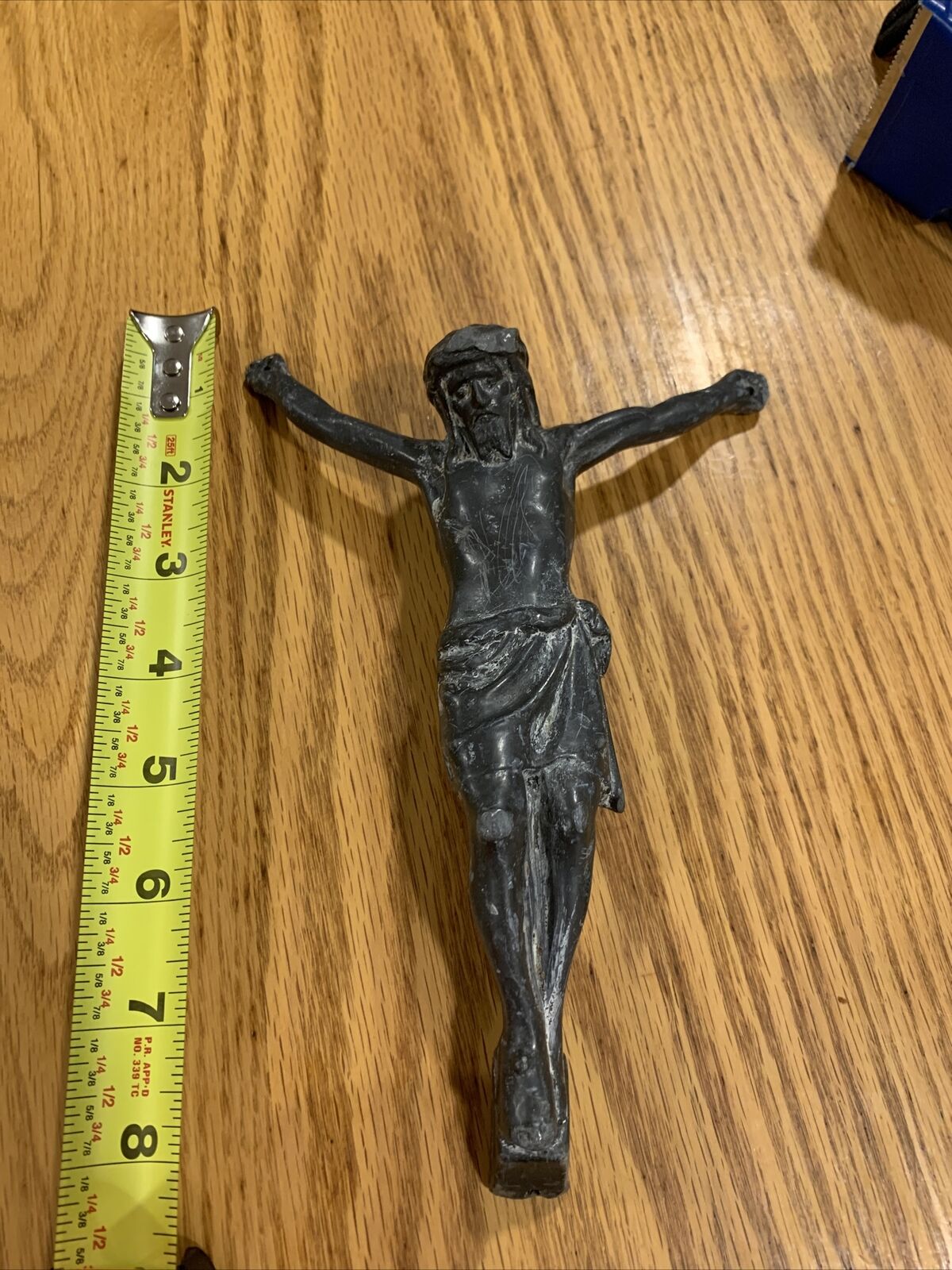 Large 19th Century Jesus Crucifix, Made Of Lead??? 1lb 14oz
