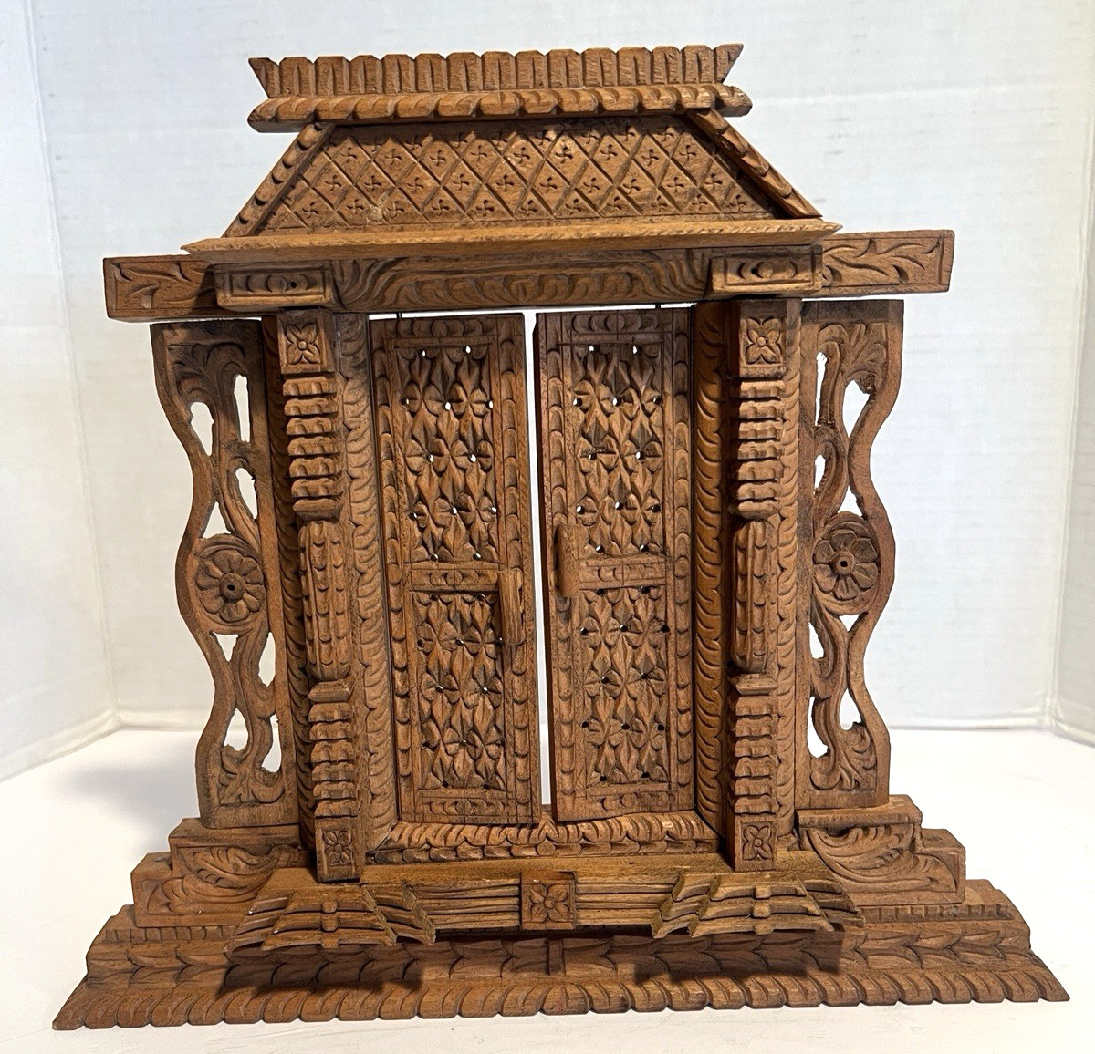 Vintage Nepali Wooden Carved Newar Door Wall Hanging Tibetan Nepal Home Décor