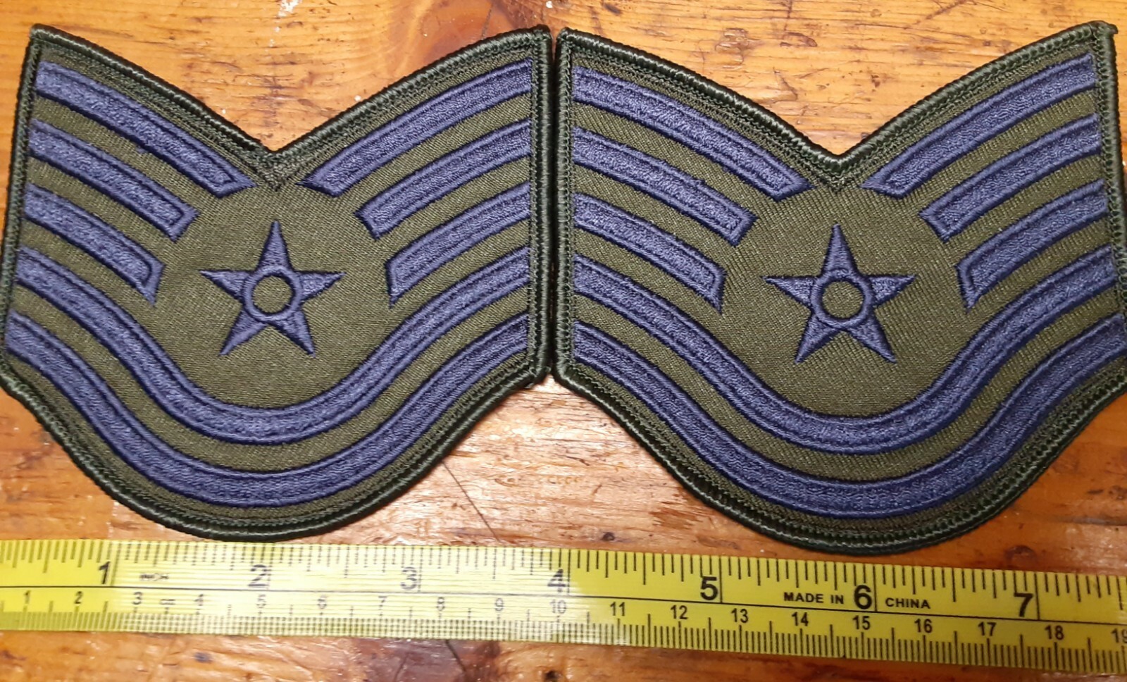 New Air Force USAF Tech Sergeant TSgt Rank Stripes Insignia BDU Green 4 New Air Force USAF Tech Sergeant TSgt Rank Stripes Insignia BDU Green 4