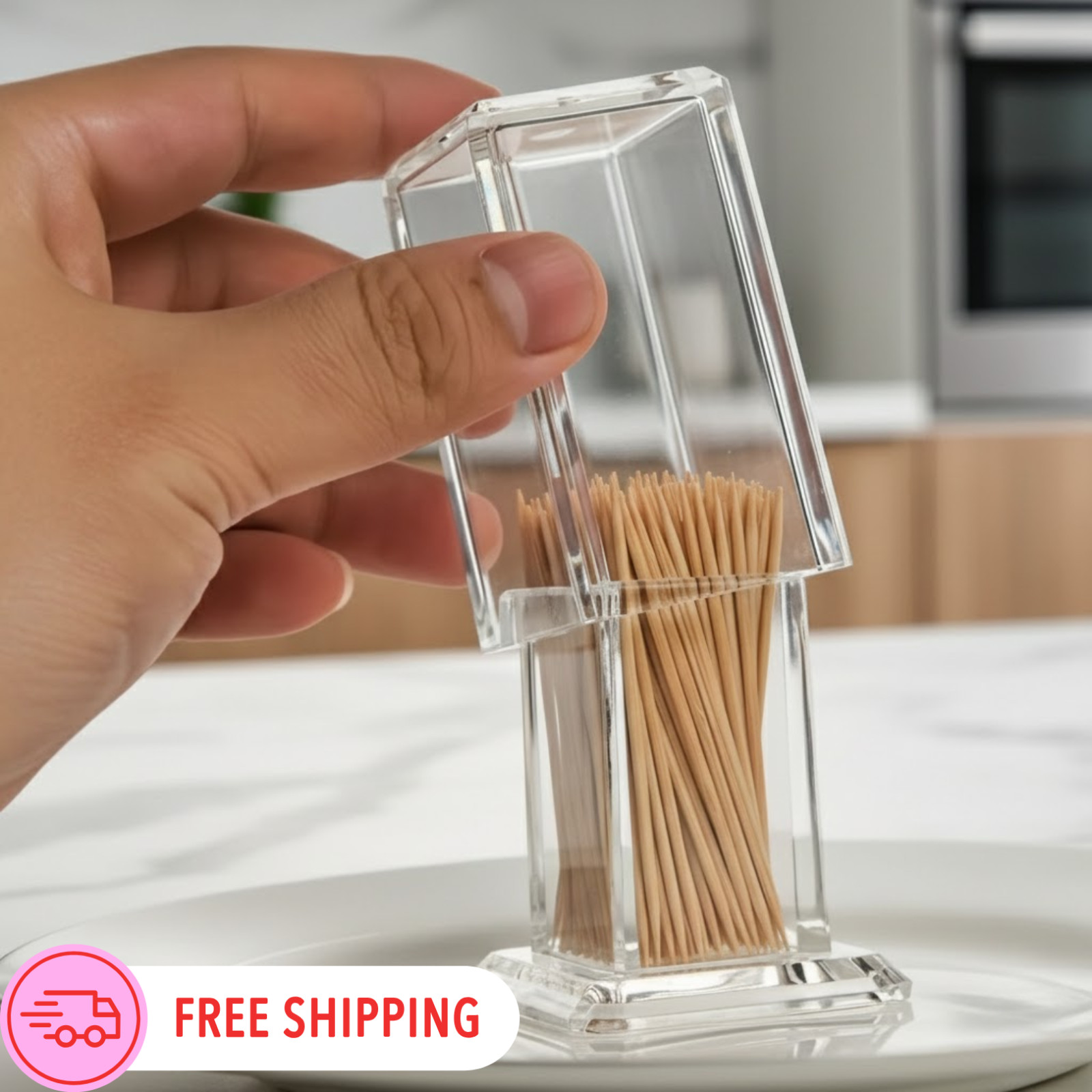1pc Toothpick Holder Portable Toothpick Box Clear Acrylic Toothpick Storage Box