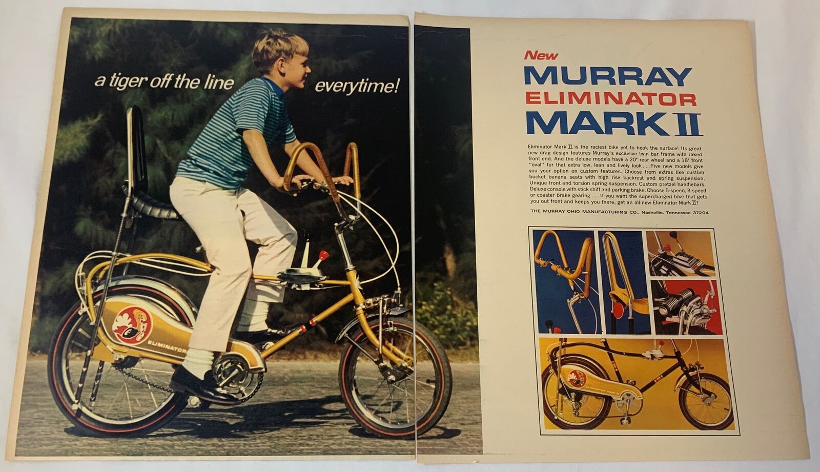 1969 RALEIGH two page bicycle ad ~ ELIMINATOR MARK II