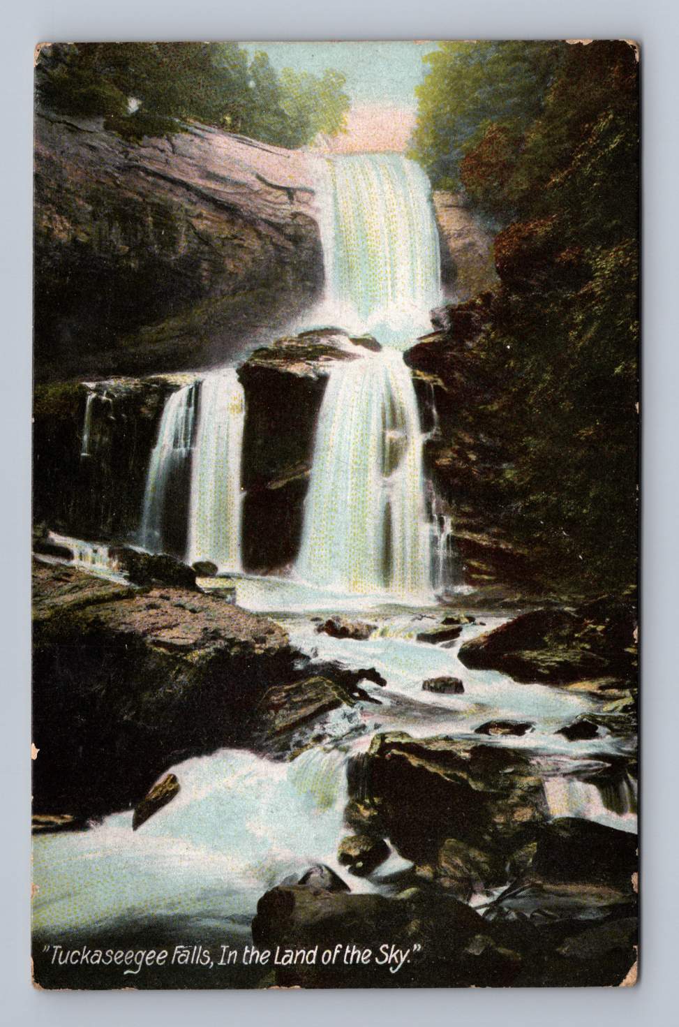 North Carolina TUCKASEEGEE Falls Land of the Sky 1908 to Milford Center OH North Carolina TUCKASEEGEE Falls Land of the Sky 1908 to Milford Center OH