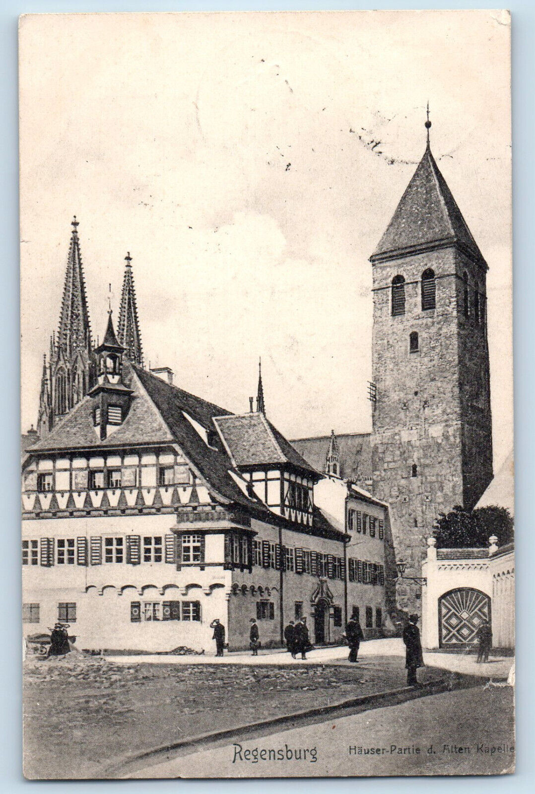 Regensburg Bavaria Germany Postcard View of Big Building 1906 Posted Antique