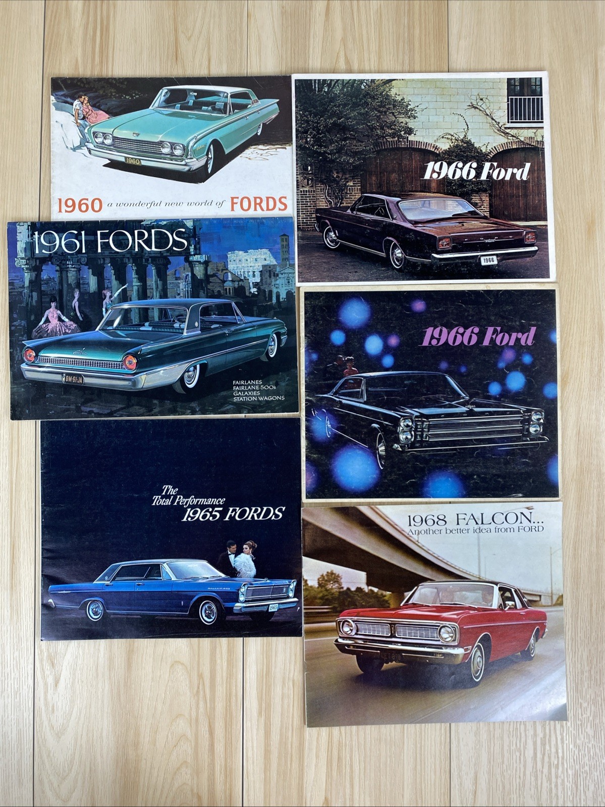 VTG Lot Of 6 Ford Dealer Brochures 1960 1961 1965 1966 1968 Falcon