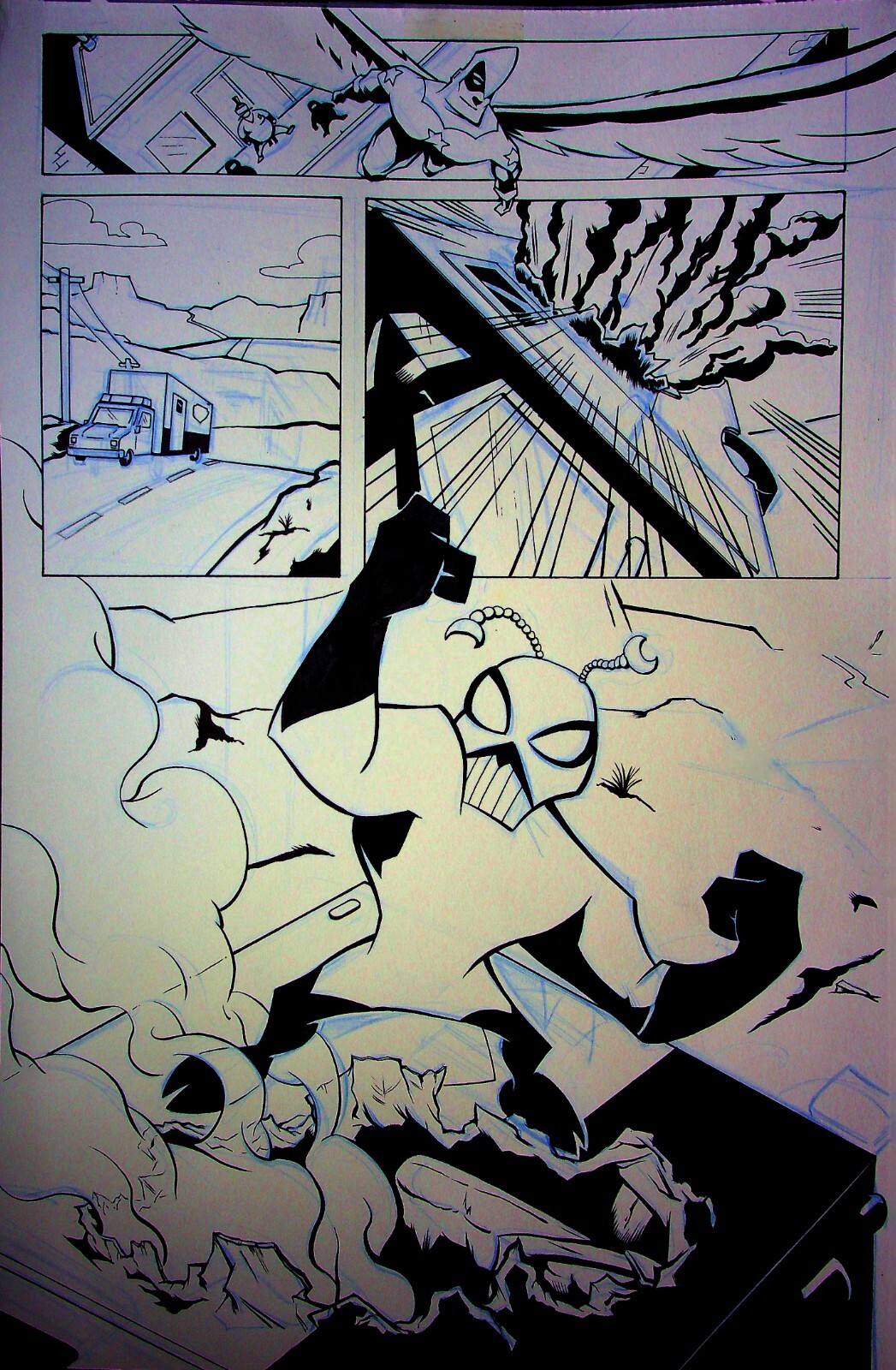 Supermansion 2017 #2C Original MATT HEBB Hand-Drawn Interior Titan Comics Page
