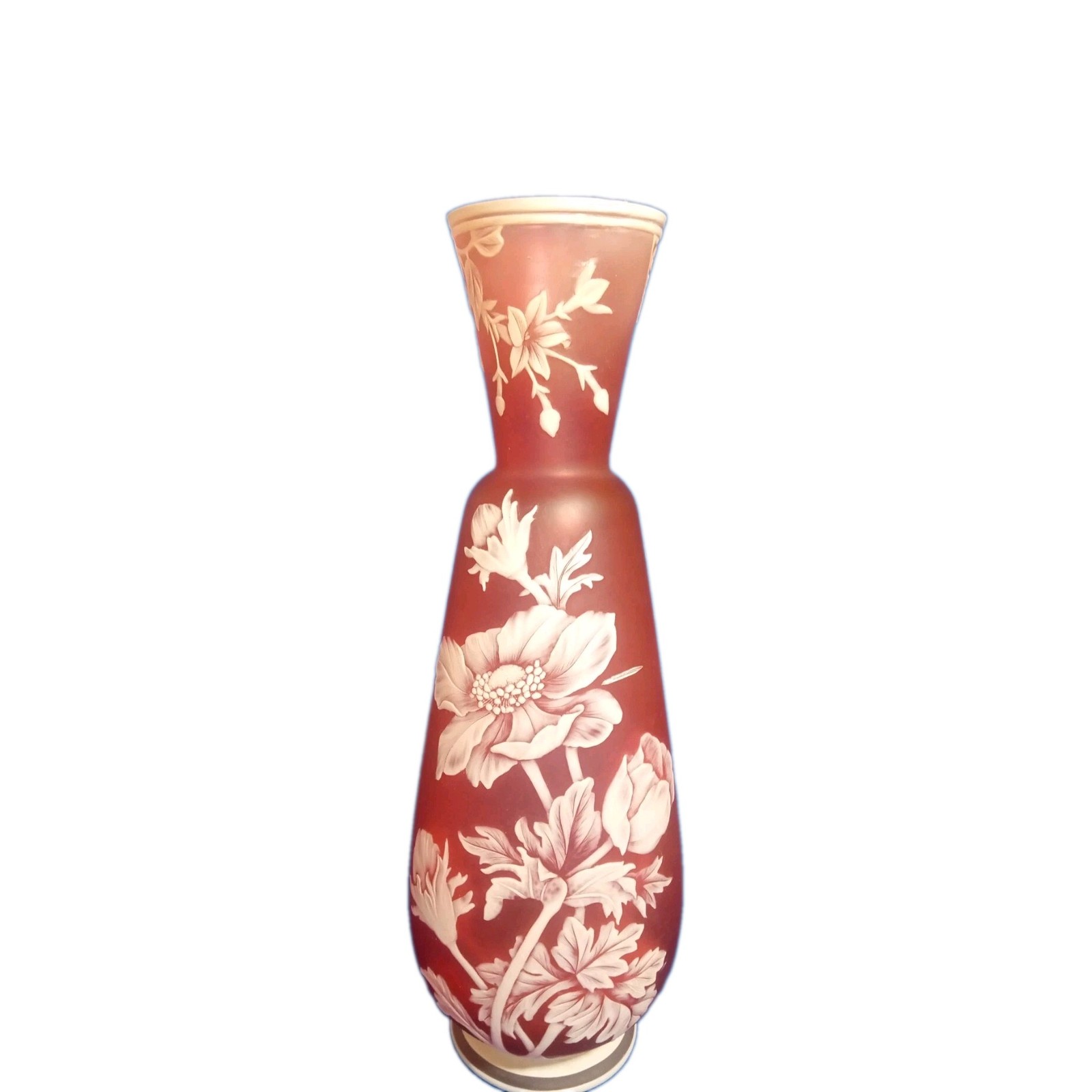 Antique Thomas Webb & Sons Attributed Cameo Glass Floral Vase #222 Antique Thomas Webb & Sons Attributed Cameo Glass Floral Vase #222