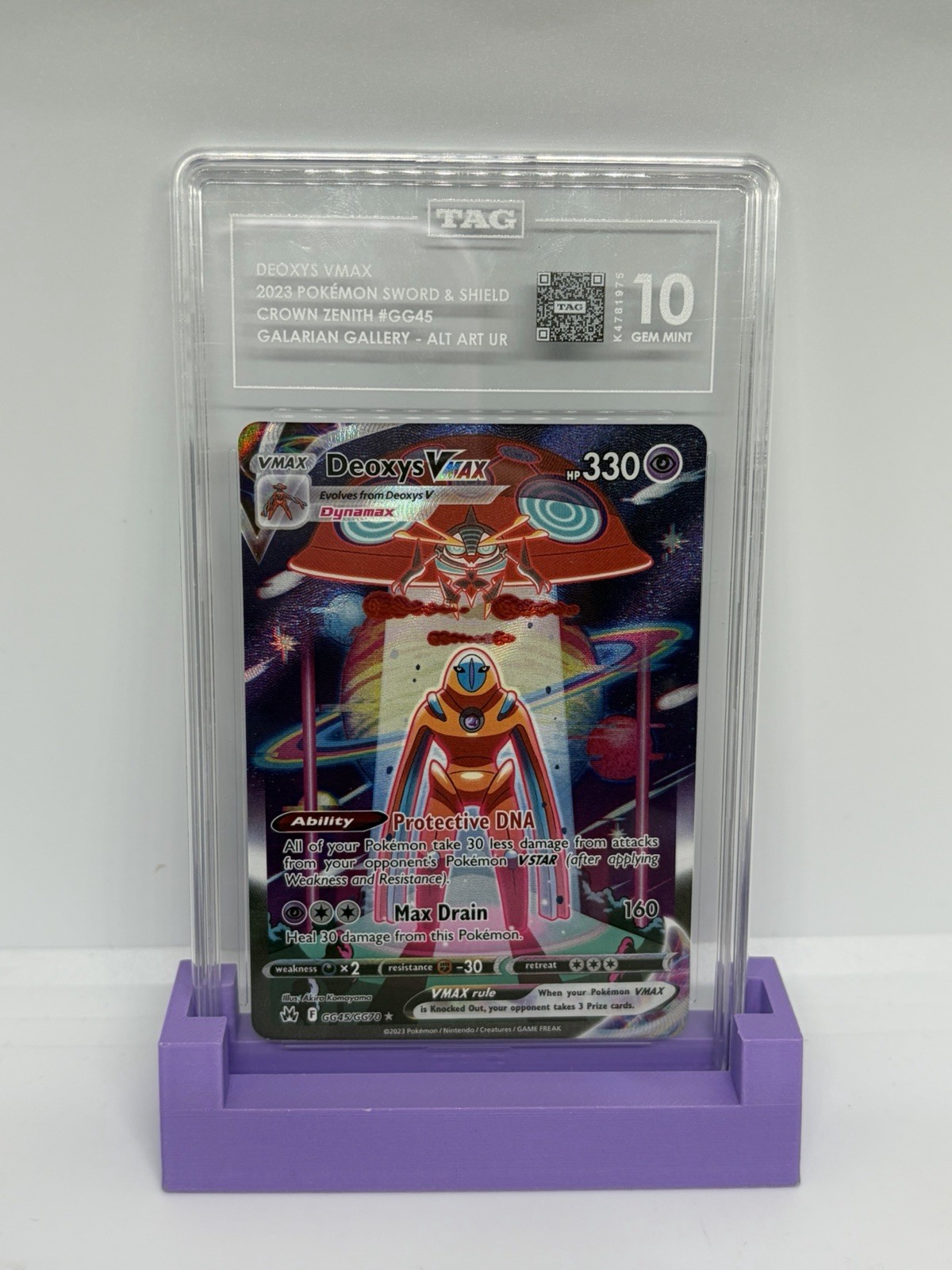 Pokemon 2023 Deoxys VMAX GG45 Full Art Galarian Gallery Crown Zenith TAG 10 Pokemon 2023 Deoxys VMAX GG45 Full Art Galarian Gallery Crown Zenith TAG 10
