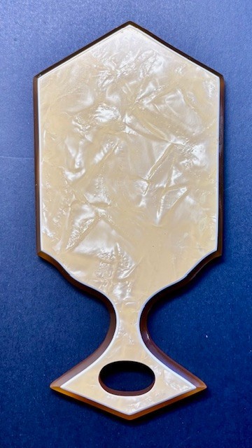 1920s - 1930s  Art Deco  Celluloid Handheld Vanity Mirror